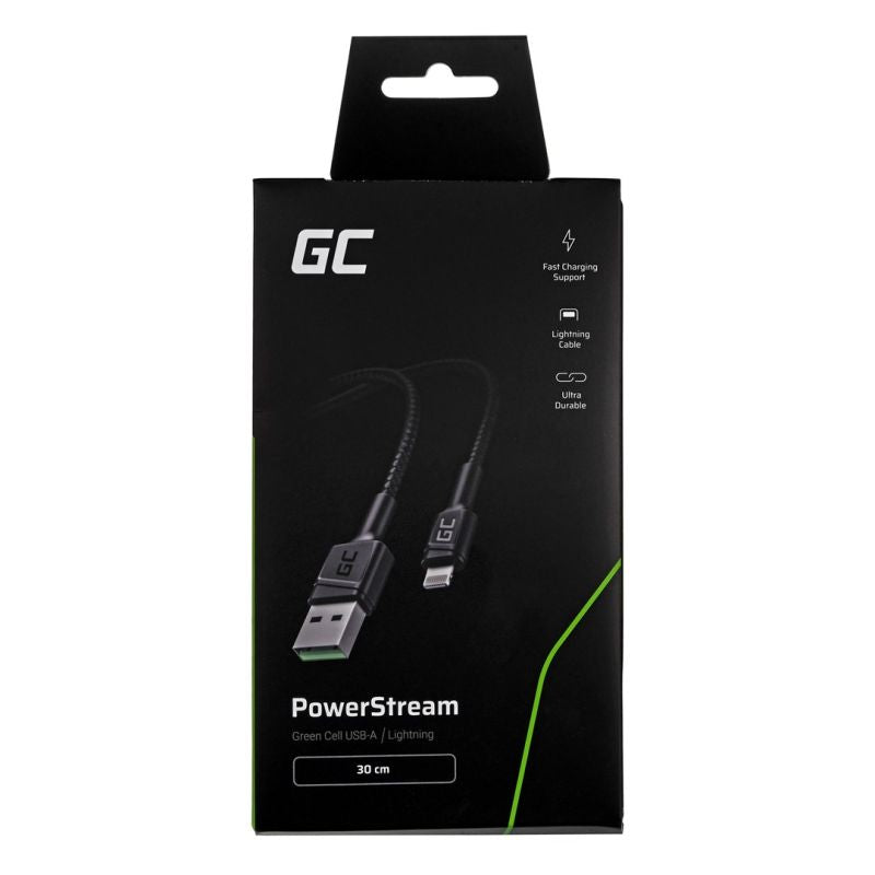 GREEN CELL KABGC24 GC POWERSTREAM USB-A - LIGHTNING CABLE 30CM, FAST CHARGING Kable i adaptery/Kable USB Your Sports Performance