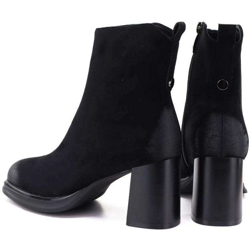 Black women’s heeled platform ankle boots Potocki SZ12844