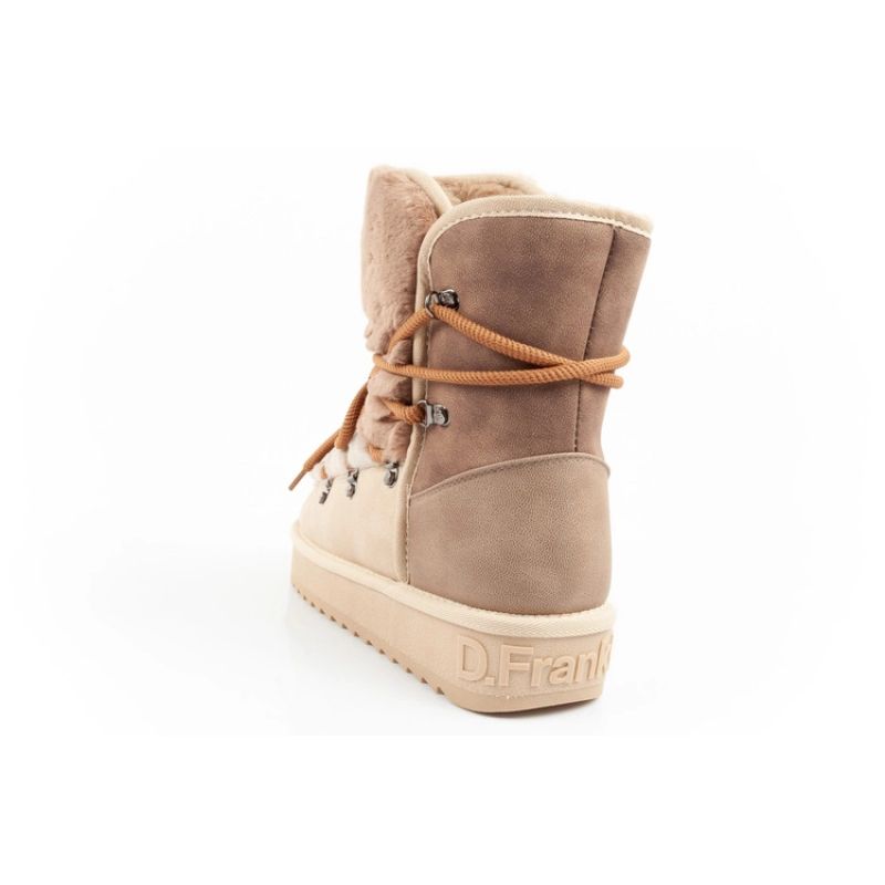 D.Franklin women's winter snow boots, fashionable fur lining, brown beige high D.Franklin