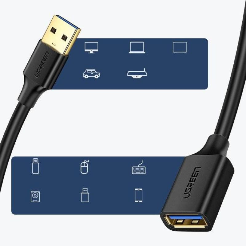 Ugreen extension cable USB 3.0 (female) - USB 3.0 (male) adapter 1m (black) Kable i adaptery/Kable USB Your Sports Performance