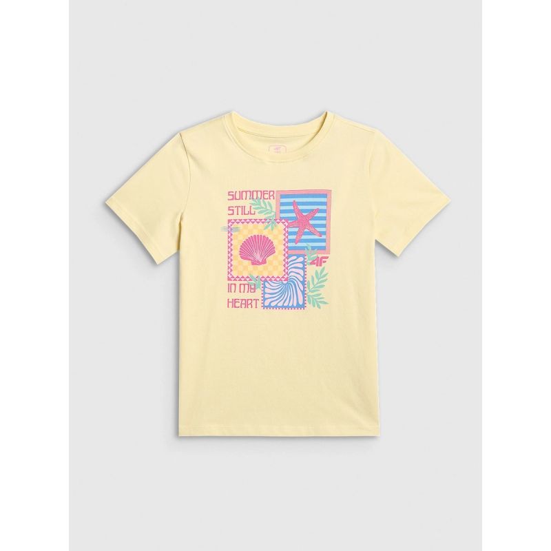 Girls' regular printed T-shirt 4F 4FJRSS26TTSHF4418-73S