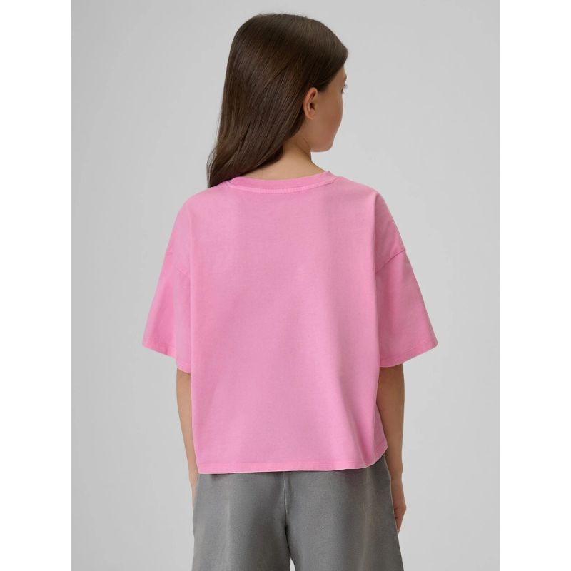 Girls' boxy T-shirt with print 4F 4FJRAW26TTSHF4239-56S