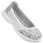 Women's leather openwork shoes, white, S.Barski 7036 S.Barski