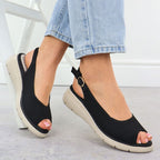 Women's black textile wedge sandals Vinceza 97303 Footwear Your Sports Performance