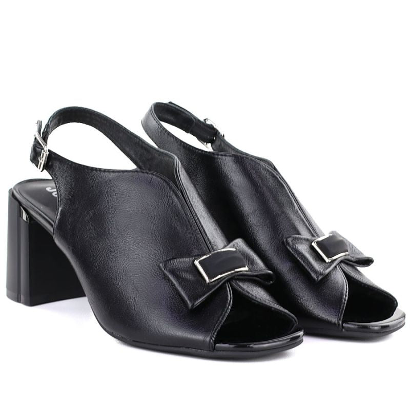 Women's black Jezzi RMR25112-3 block heel sandals with bow Jezzi