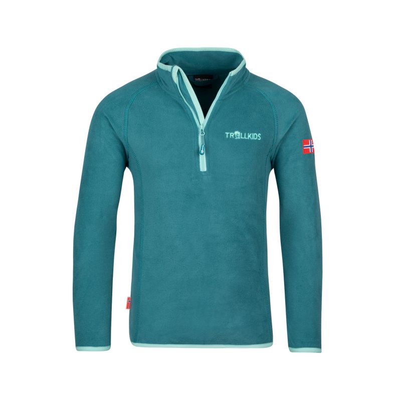 Trollkids Kids Nordland Half Zip Fleece Sweatshirt for Girls/Boys, Green (707-332) In preparation Your Sports Performance