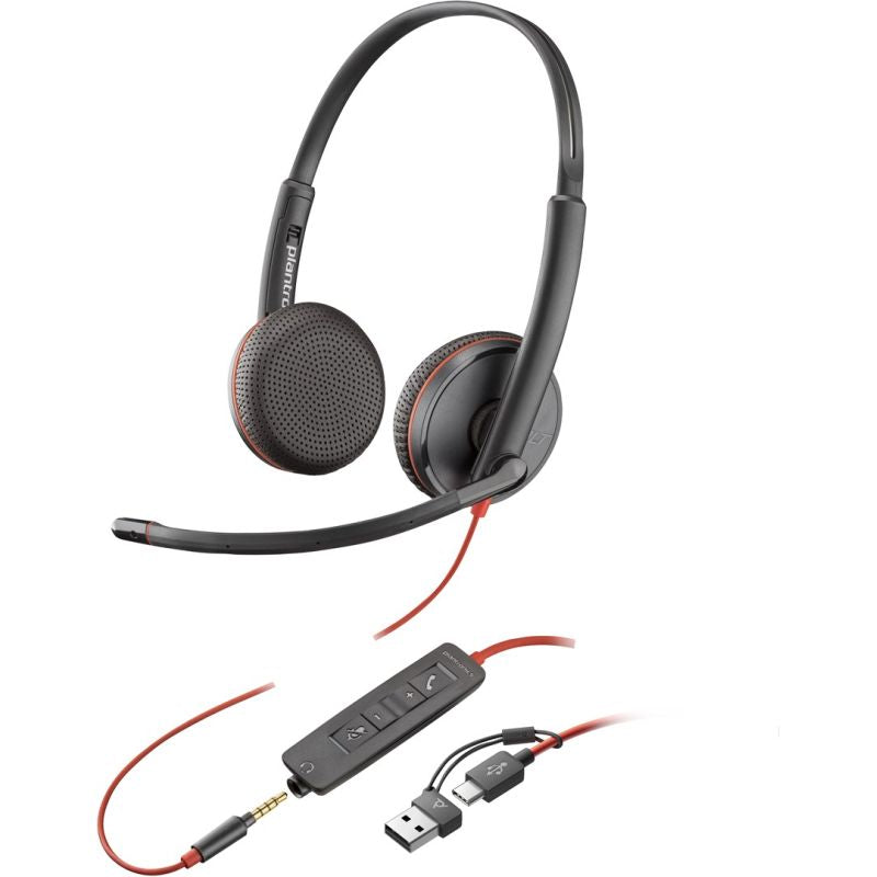 POLY Blackwire 3225 Stereo USB-C Headset + 3.5mm Plug + USB-C/A Adapter Akcesoria GSM/Słuchawki przewodowe Your Sports Performance
