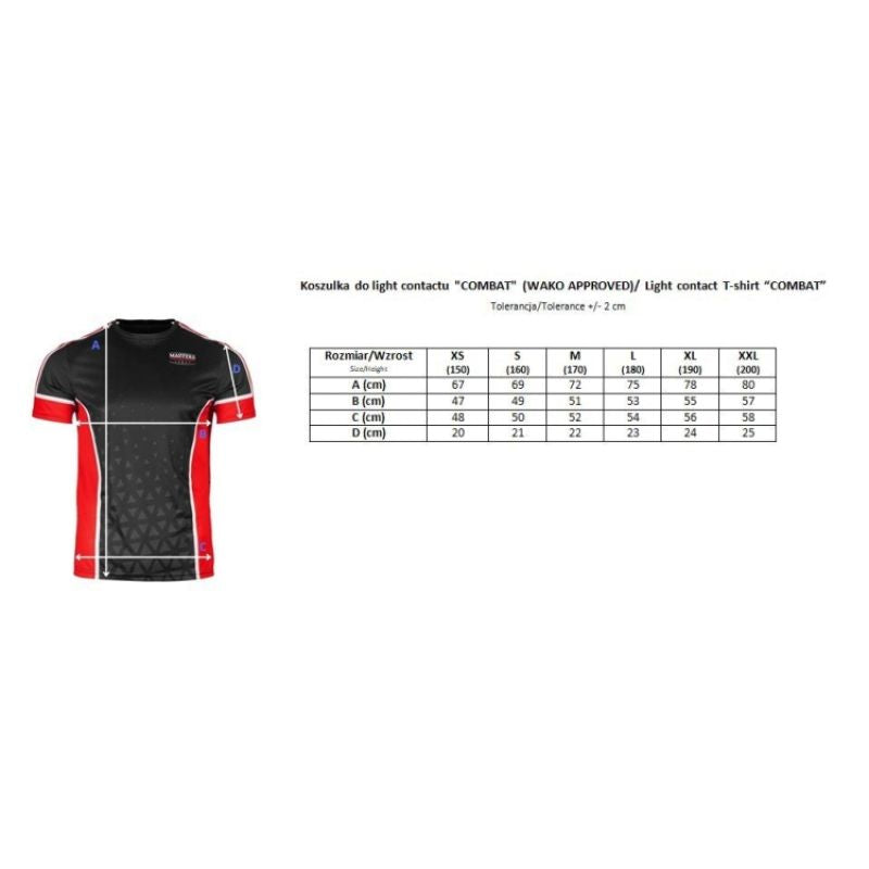 MASTERS "COMBAT" Light Contact T-Shirt (WAKO APPROVED) MASTERS FIGHT EQUIPMENT