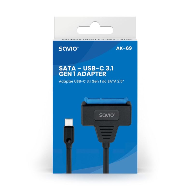 SAVIO ADAPTER USB-C 3.1 GEN 1 (M) - SATA (F) FOR 2.5" DRIVES AK-69 Kable i adaptery/Adaptery, przejściówki Your Sports Performance