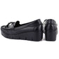 Black leather wedge moccasin shoes Vinceza 39990 Vinceza