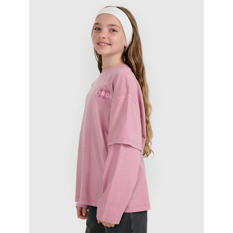 Oversized longsleeve with print for girls 4F 4FJRAW25TLONF543-54S 4f