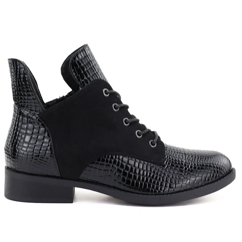 Women's patent leather ankle boots, black, Vinceza HX27-16524