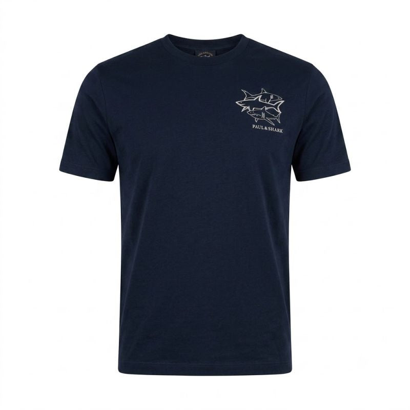 Paul&Shark Men's Cotton T-shirt Navy Blue 26411035-13 - Classic Cut
