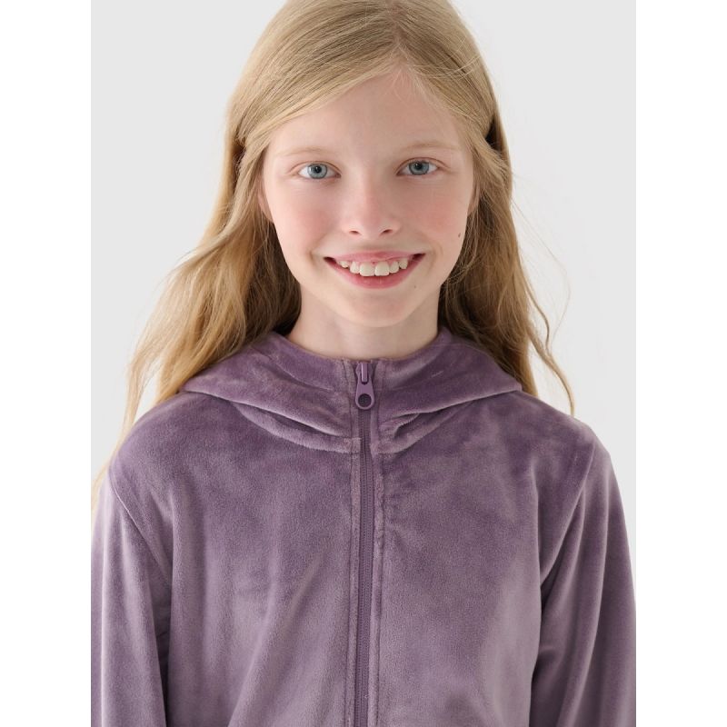 Girls' velour zip-up hoodie sweatshirt 4F Junior 4FJWAW24TSWSF1217-51S *Kategoria tymczasowa Your Sports Performance