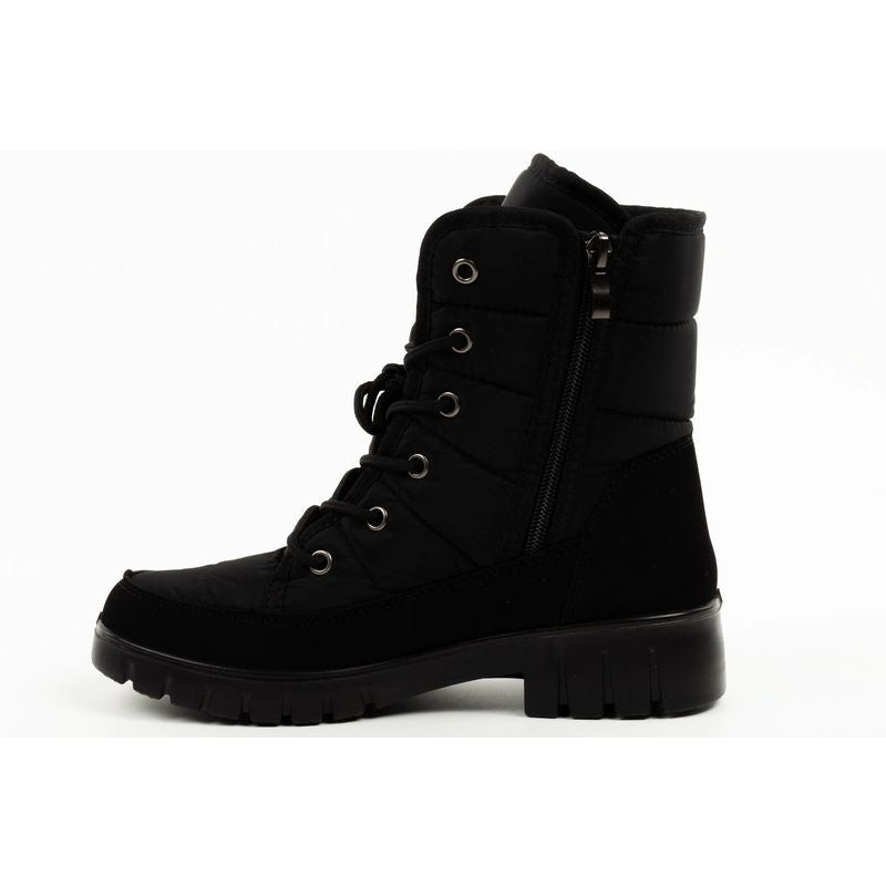 Progress Women’s Winter Boots, Black Insulated Snow Boots with Sheepskin Lining