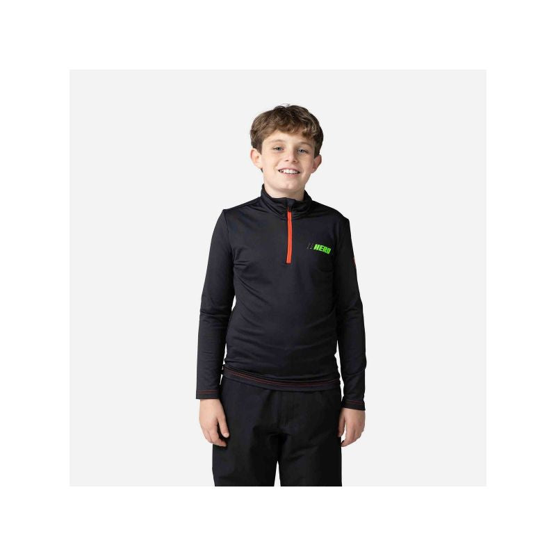 ROSSIGNOL Boy Hero 1/2 Zip Warm Stretch Sweatshirt Black Import z PMSport Your Sports Performance