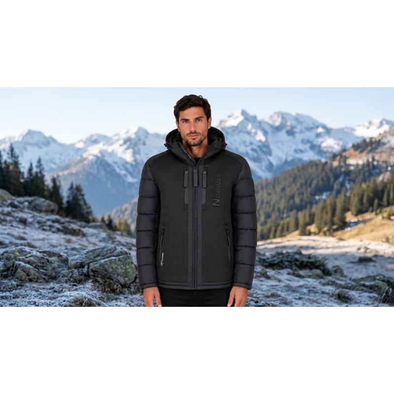 Men’s jacket Geographical Norway BEACHWOOD NO CONSTRAST BLACK-BLACK DB MEN 068 (WZ7433H/GN-BLACK / BLACK)