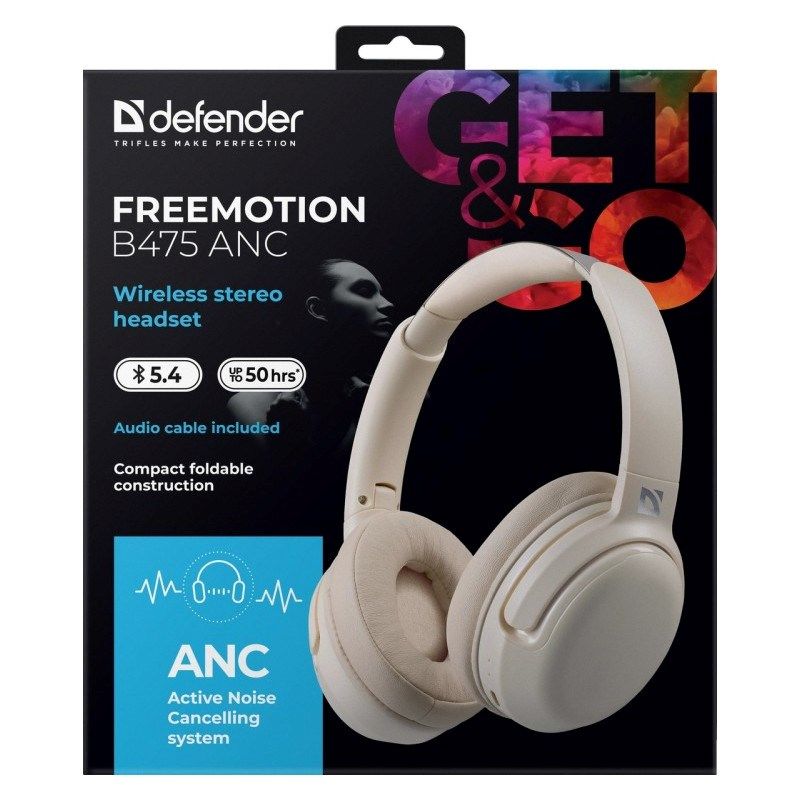 Defender Bluetooth Freemotion Over-Ear Headphones B475 ANC Beige 63475 In preparation Your Sports Performance