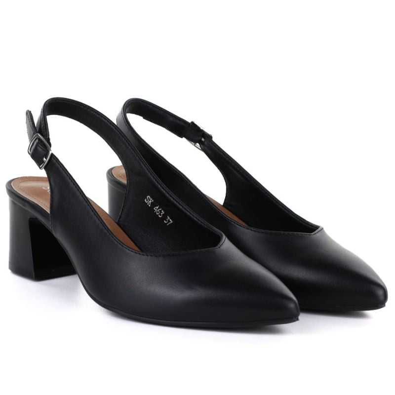 Women's black Sergio Leone SK463 pumps with a strap LEONE