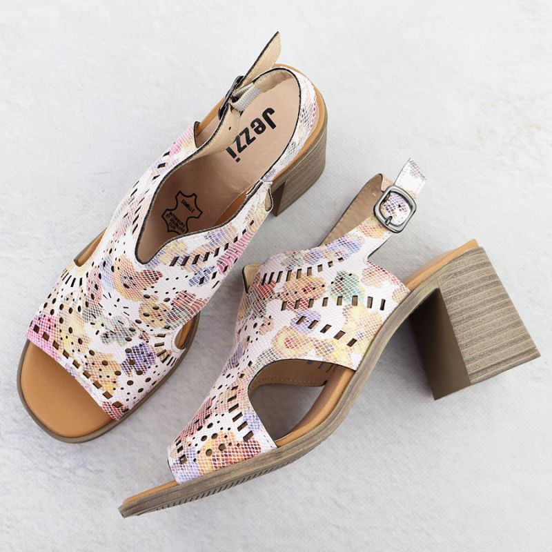 Women's openwork floral high-heeled sandals Jezzi 24125 Footwear Your Sports Performance