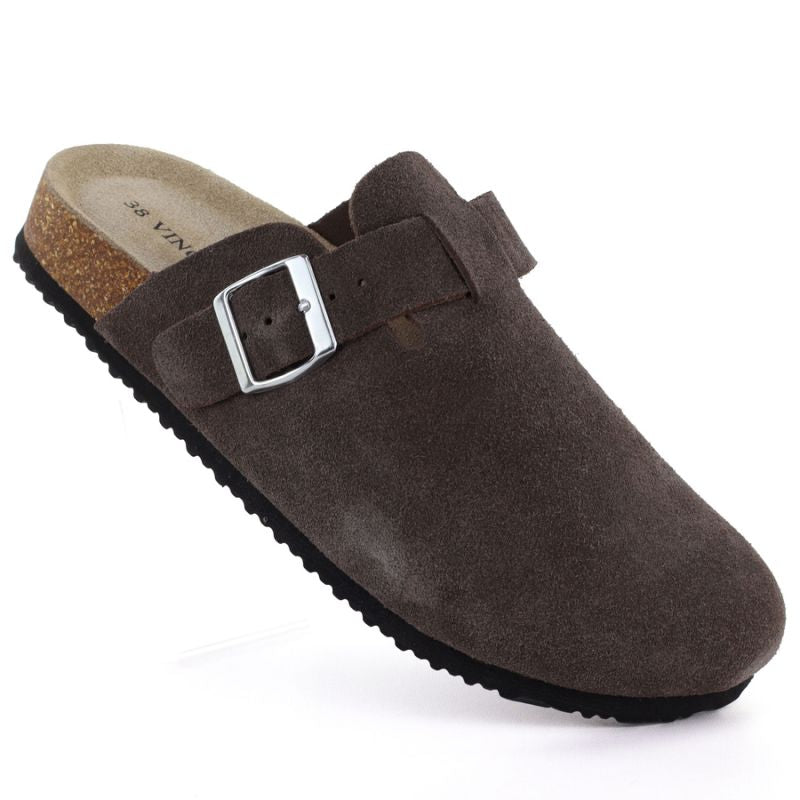 Women's brown leather closed-toe mules Vinceza 101332 Vinceza