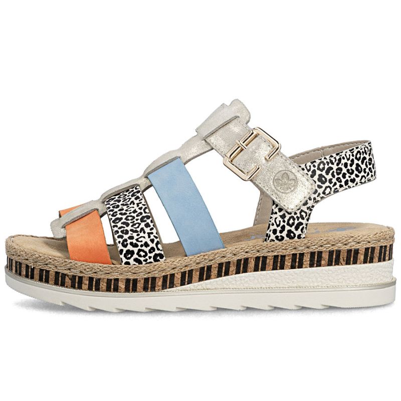Rieker V7904-90 Women's Leather Wedge Sandals Rieker