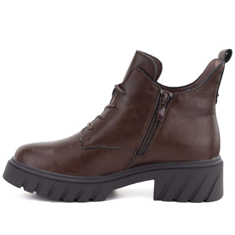 Women's brown leather ankle boots on the platform M.Daszyński SFY2502-11ac