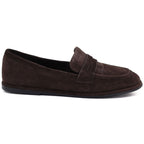 Women's Chocolate-Brown Leather Loafers Vinceza 67028