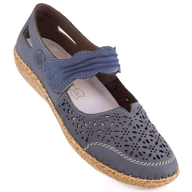 Rieker W RKR648 blue leather openwork shoes Footwear/Lifestyle/Rieker Your Sports Performance
