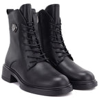 Women's leather ankle boots, black, D&A S.Barski MK62-7014