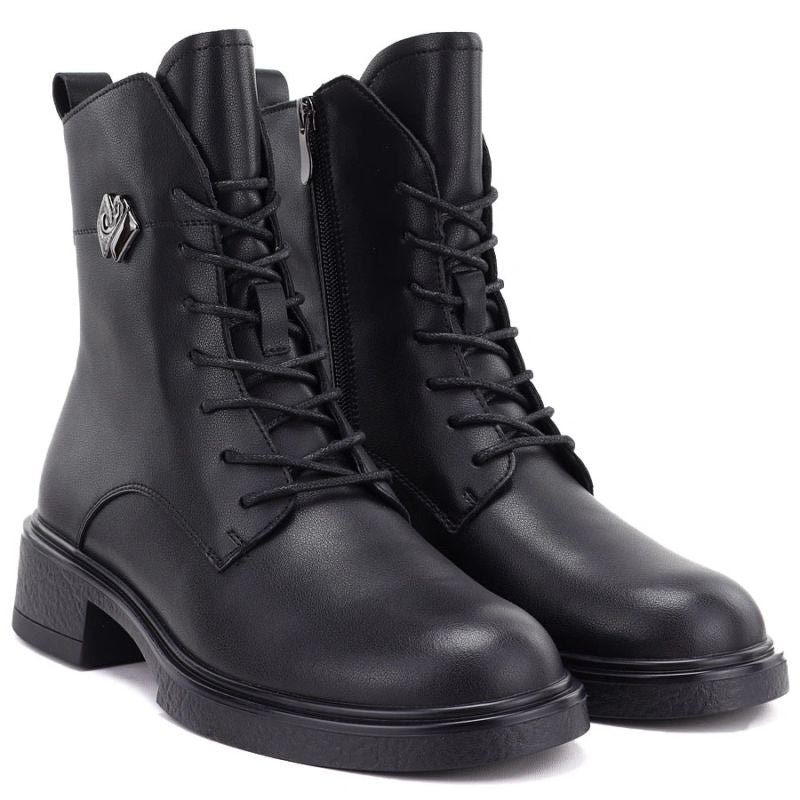 Women's leather ankle boots, black, D&A S.Barski MK62-7014