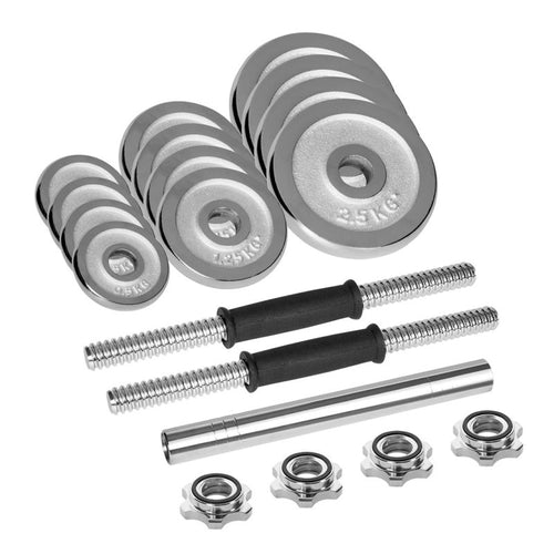 REBEL ACTIVE ADJUSTABLE CHROME DUMBBELLS IN CASE WITH BAR, 20 KG SET To be categorized Your Sports Performance
