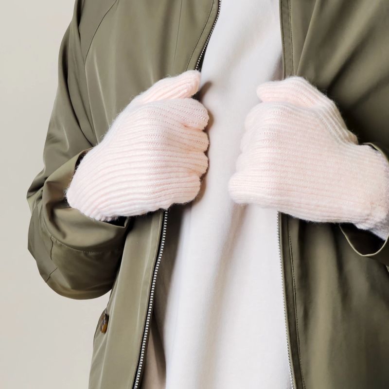 Braided phone gloves with cutouts for fingers - pink Hurtel