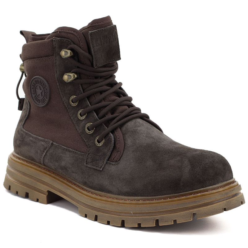 Men's brown leather unlined boots Big Star UU174254
