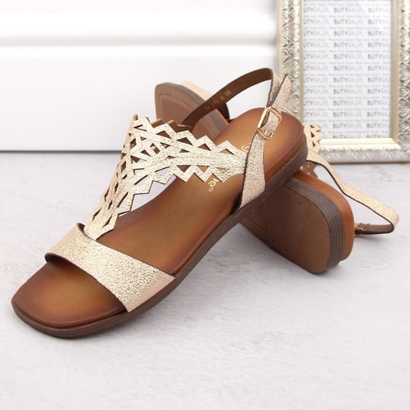 Sergio Leone W SK445 gold openwork flat sandals Footwear/Lifestyle/Sergio Leone Your Sports Performance