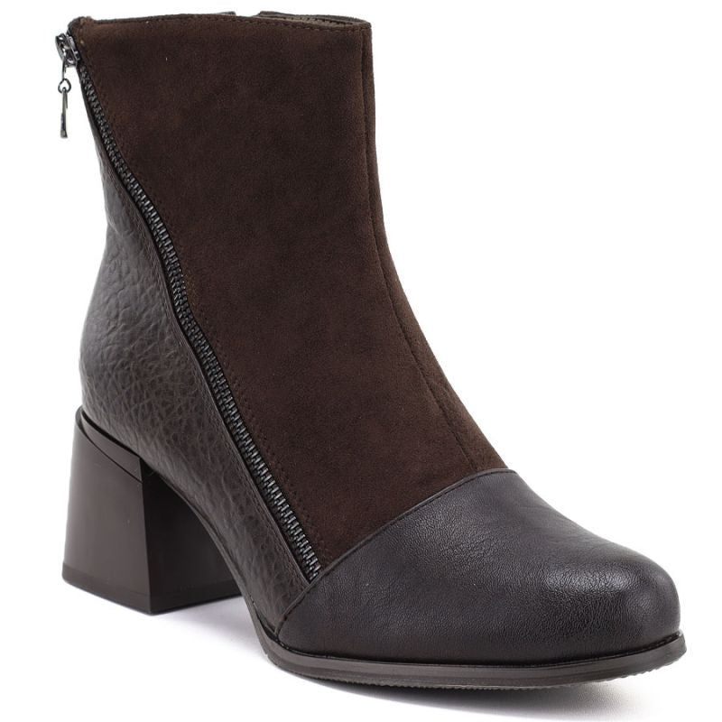 Women's insulated ankle boots with a block heel, chocolate M.Daszyński SA269-5