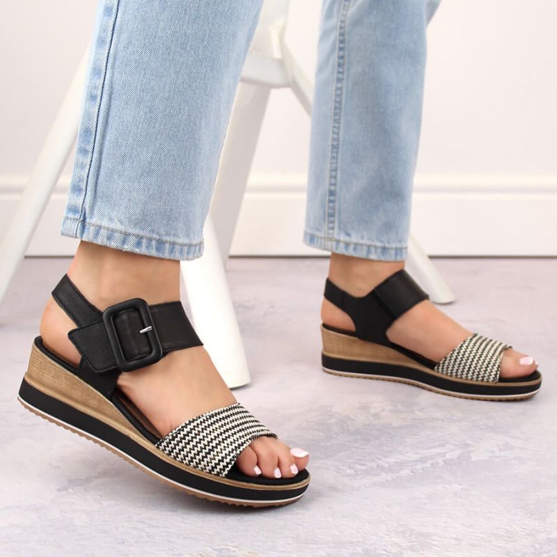 Leather wedge sandals Remonte W RKR646 Footwear/Lifestyle/Rieker Your Sports Performance