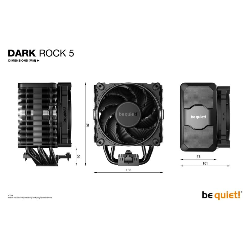be quiet! DARK ROCK 5 CPU Cooler Chłodzenie/Chłodzenie CPU Your Sports Performance