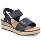 Rieker 63781-00 women's black wedge sandals with Velcro Rieker