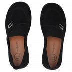 Women's leather moccasins with elastic band, black Filippo DP7947