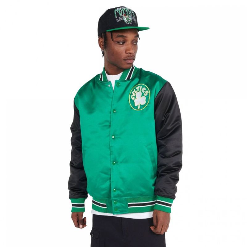 Mitchell & Ness NBA Boston Celtics Primetime Heavyweight Satin Jacket Vintage Logo Celtics M JK8453-BCEKYGN Clothing/Lifestyle/Mitchell & Ness Your Sports Performance