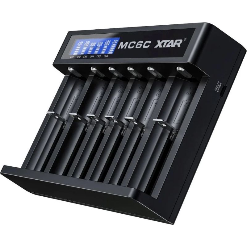 XTAR CHARGER FOR CYLINDRICAL LI-ION 18650 BATTERIES - 6 CHANNELS MC6C Baterie, akumulatorki i ładowarki/Ładowarki akumulatorowe (bez akumulatorków) Your Sports Performance