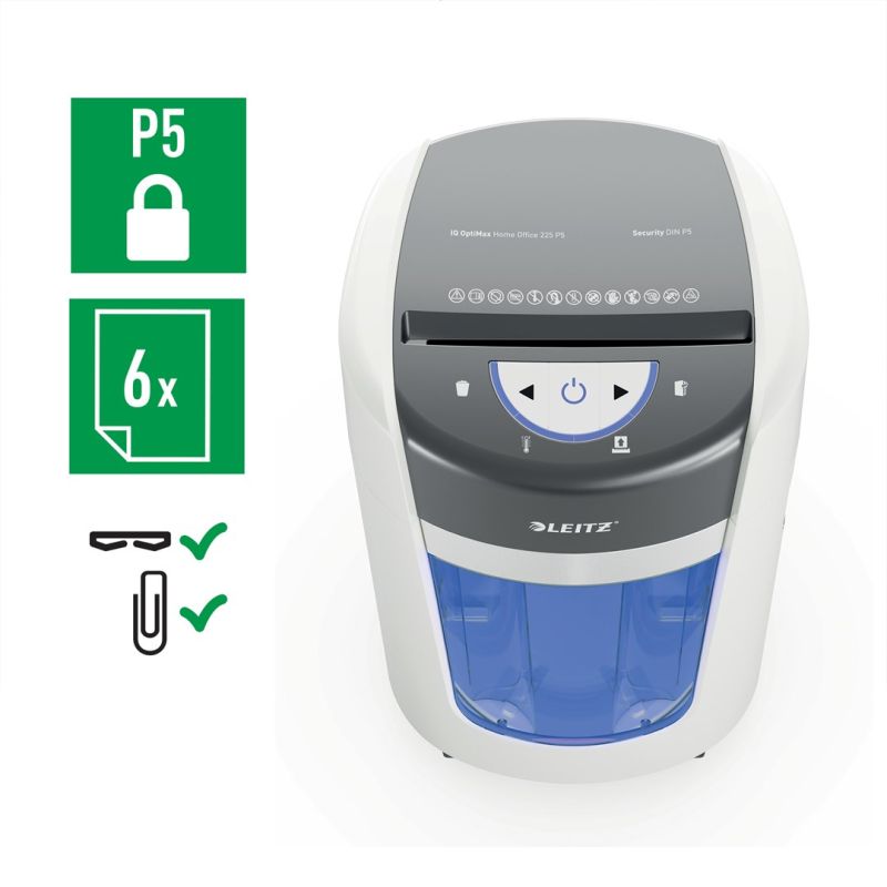 Leitz IQ OptiMax Home Office 225 shredder, 15l, P5, 6 sheets, Automatic Start/Stop, Reverse function, Rotating bin - 33% more shred capacity Urządzenia biurowe/Niszczarki Your Sports Performance