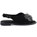 Women's closed-heel sandals with sequins, black Potocki 43349 Potocki