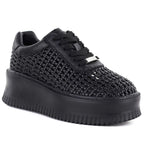 Women's sneakers on the platform, openwork, black Goe TT2N4043 Goe