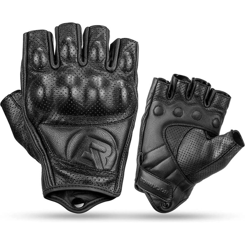 Rockbros 16220006002 M leather motorcycle gloves - black Rockbros