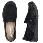 Women's comfortable black moccasin shoes Rieker 48968-00