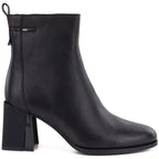 Black Leather Heeled Ankle Boots for Women Vinceza 86449