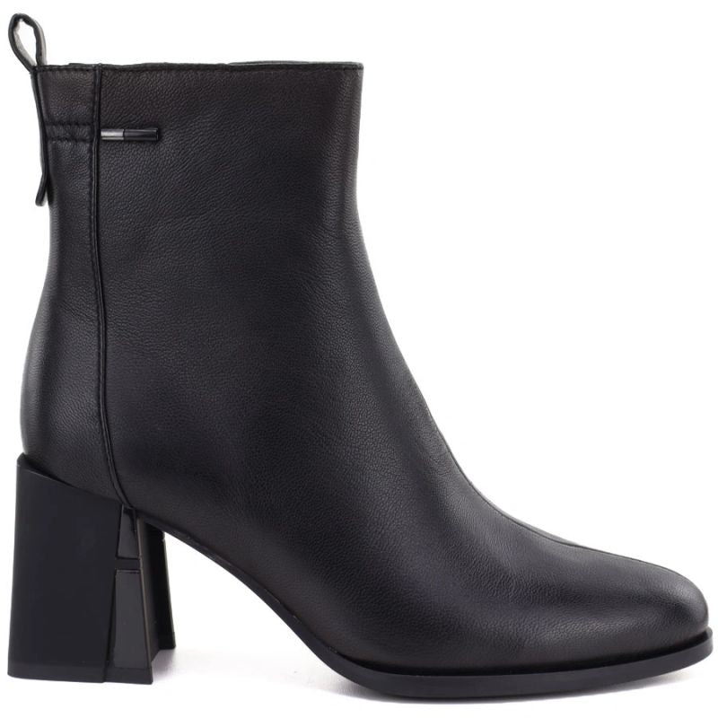 Black Leather Heeled Ankle Boots for Women Vinceza 86449