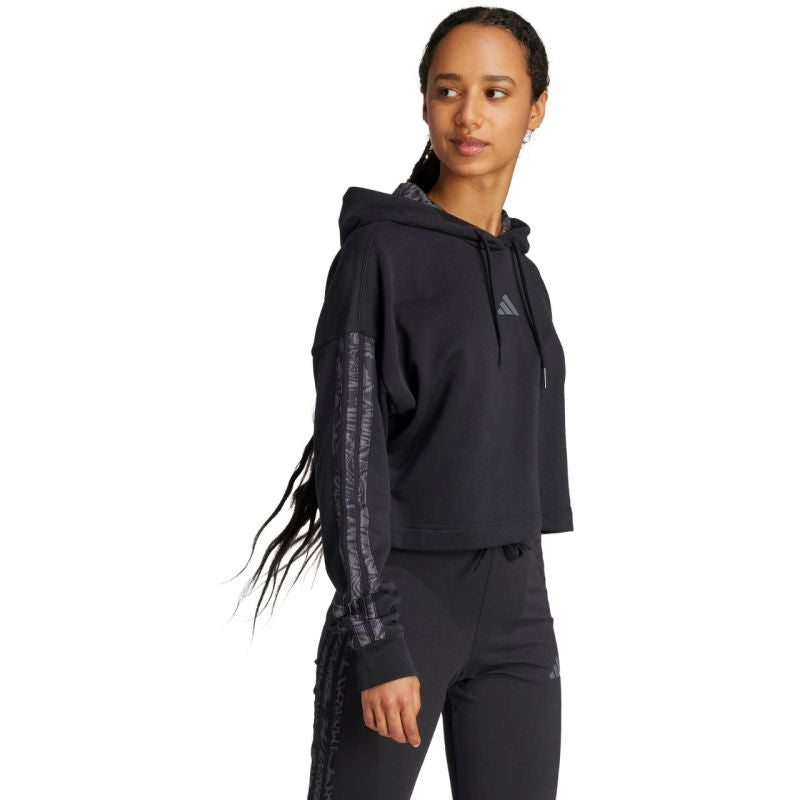 adidas Essentials 3 Stripes Print French Terry Hoodie W JC6244 Clothing/Lifestyle/adidas Adidas